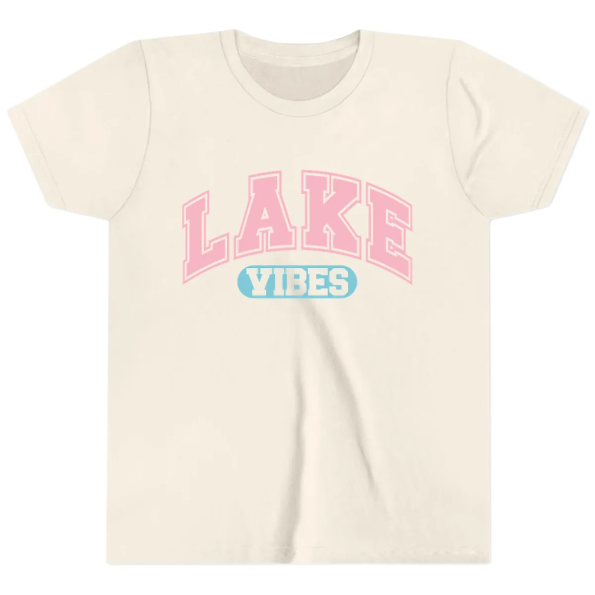Lake Vibes Arch Logo Youth T-Shirt in Natural