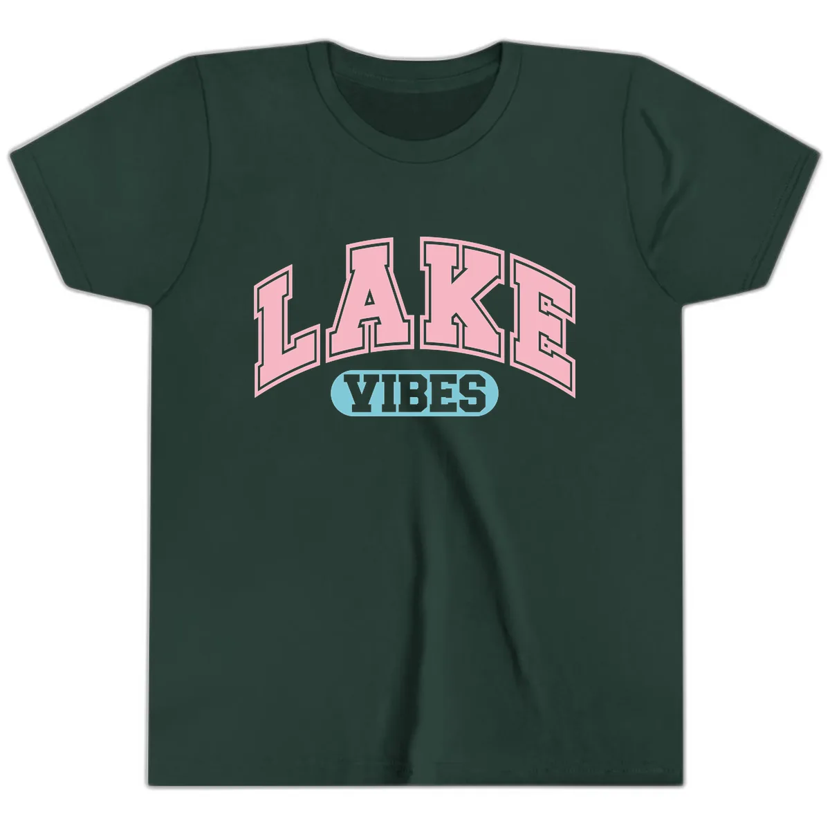 Lake Vibes Arch Logo Youth T-Shirt in Forest