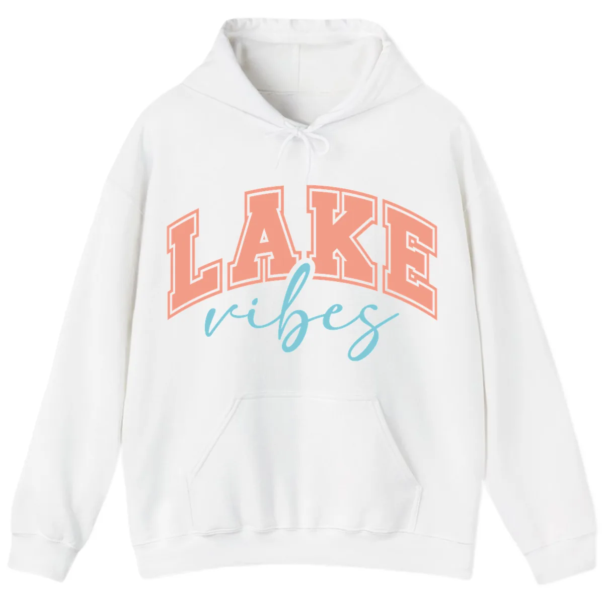 Lake Vibes Arch Design Hoodie in White