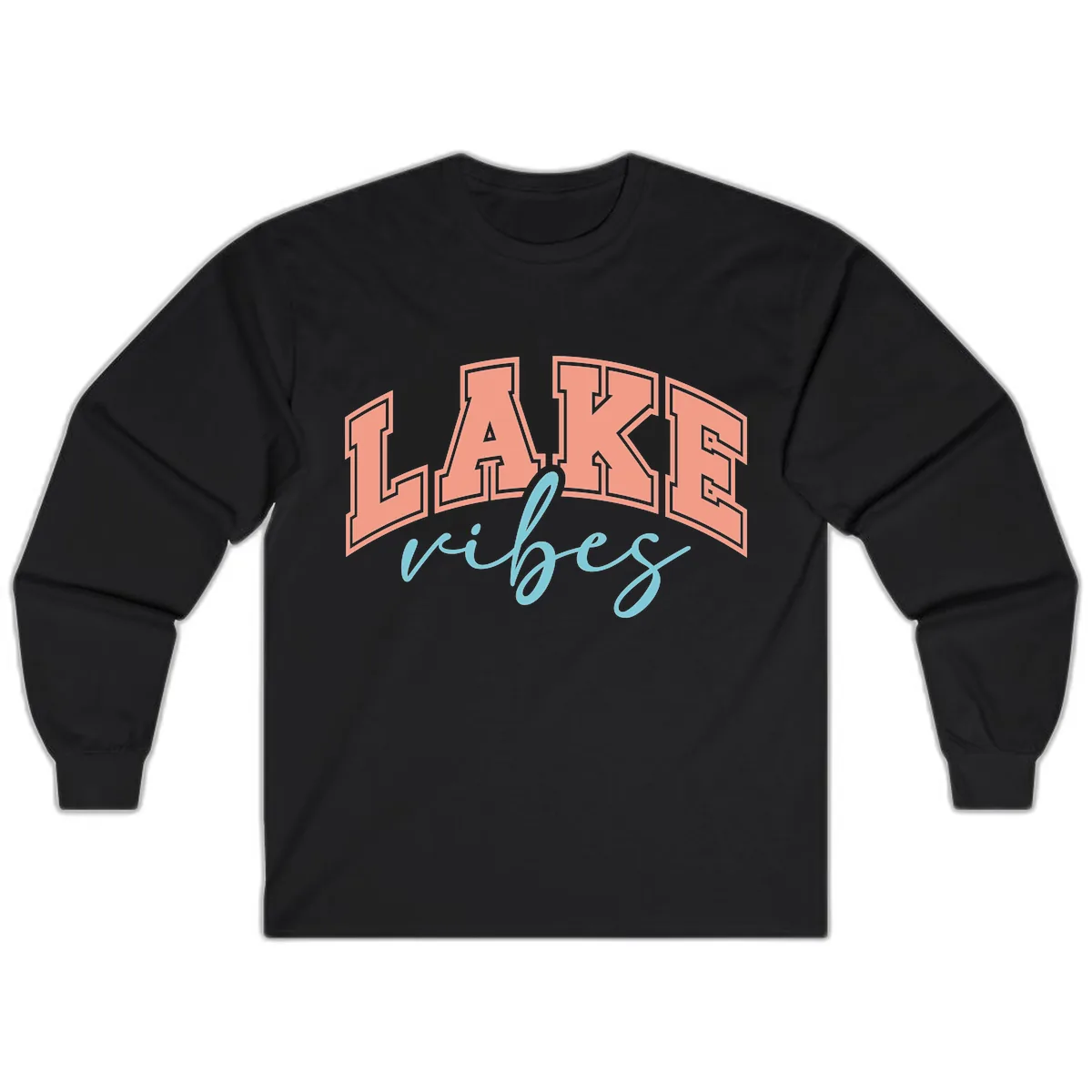 Lake Vibes Arch Design Long Sleeve in Black