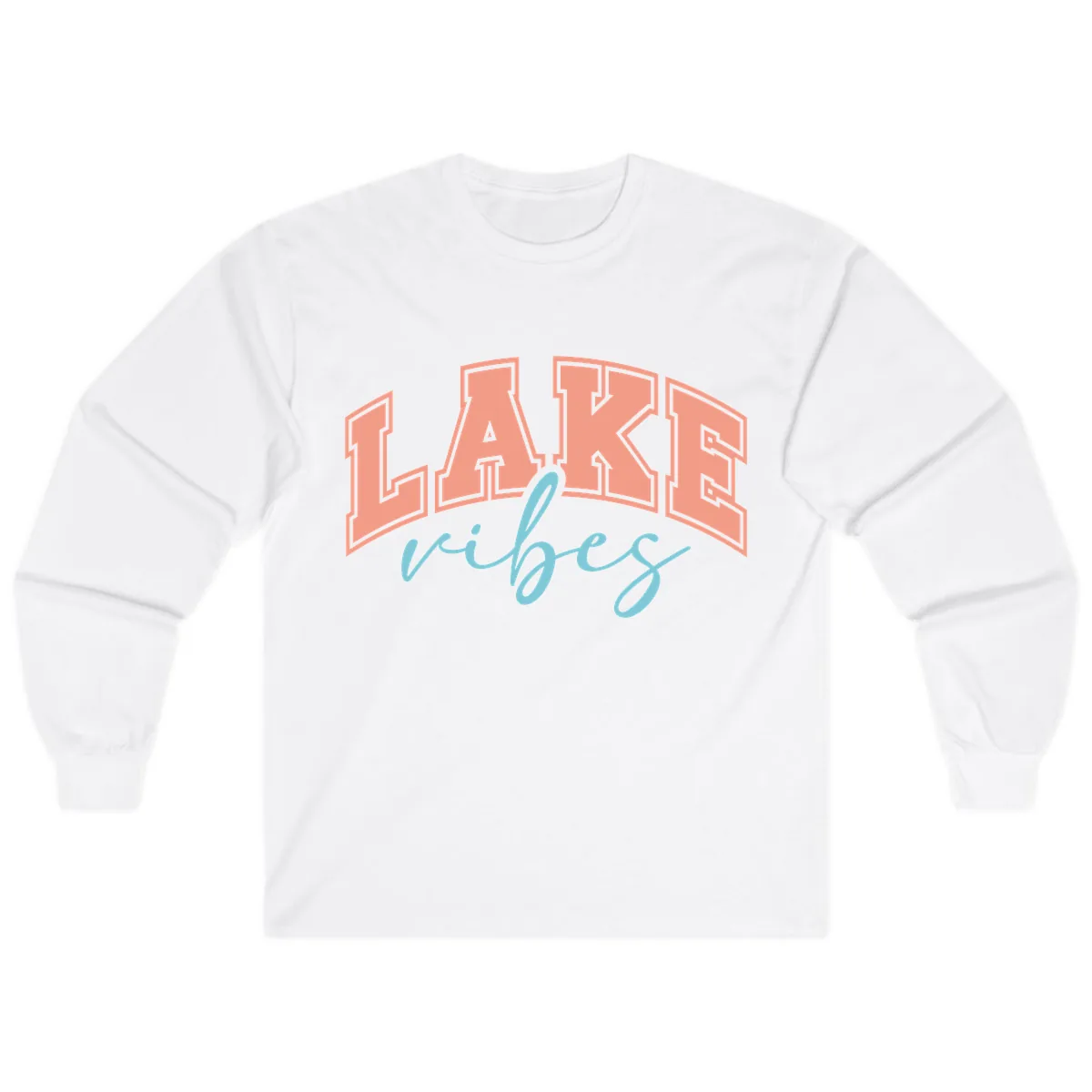 Lake Vibes Arch Design Long Sleeve in White