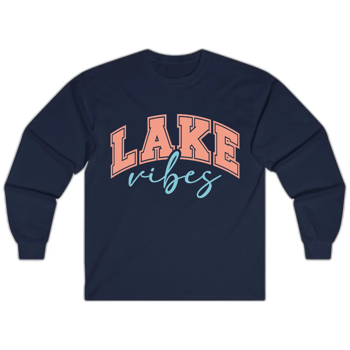 Lake Vibes Arch Design Long Sleeve in Navy