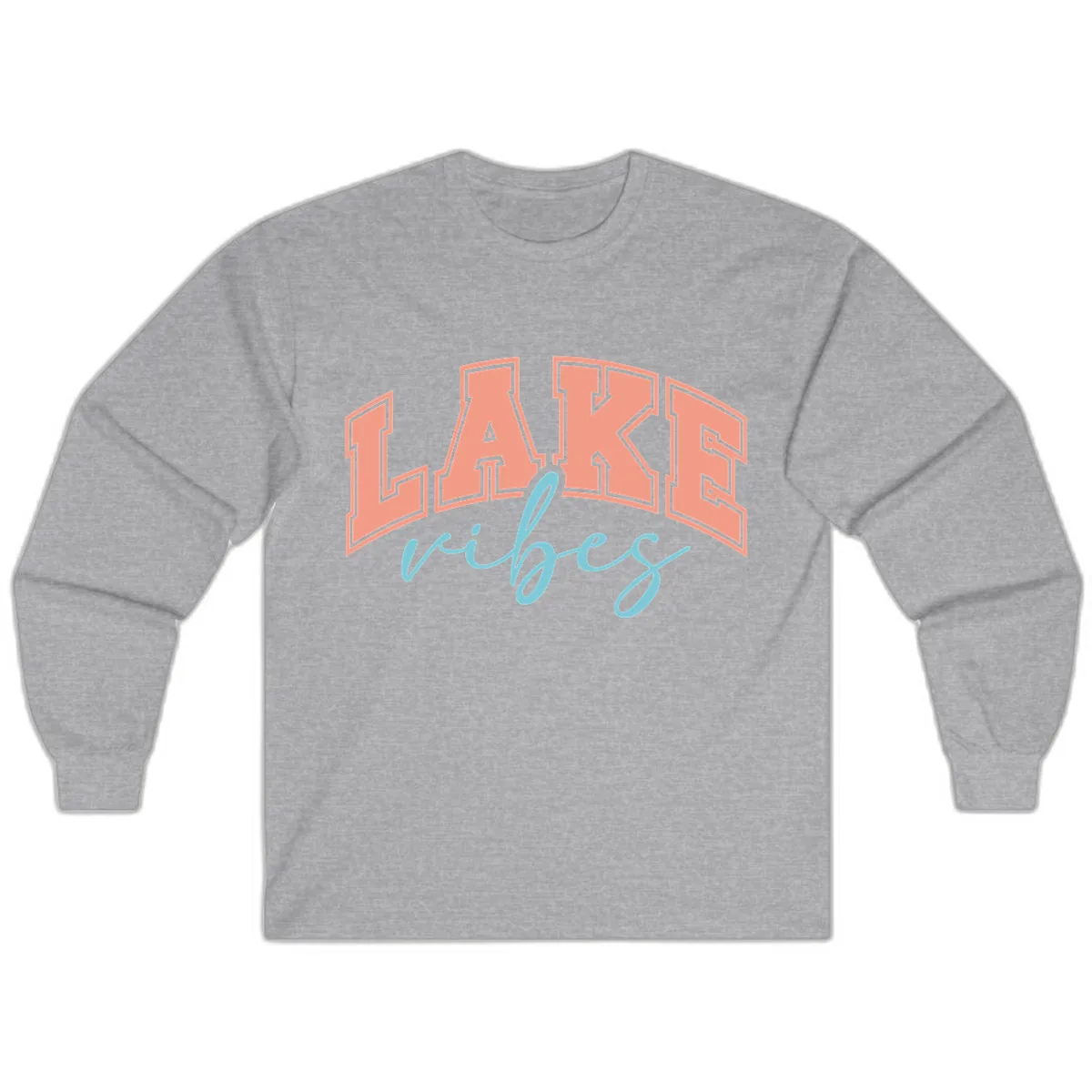 Lake Vibes Arch Design Long Sleeve in Sport Grey