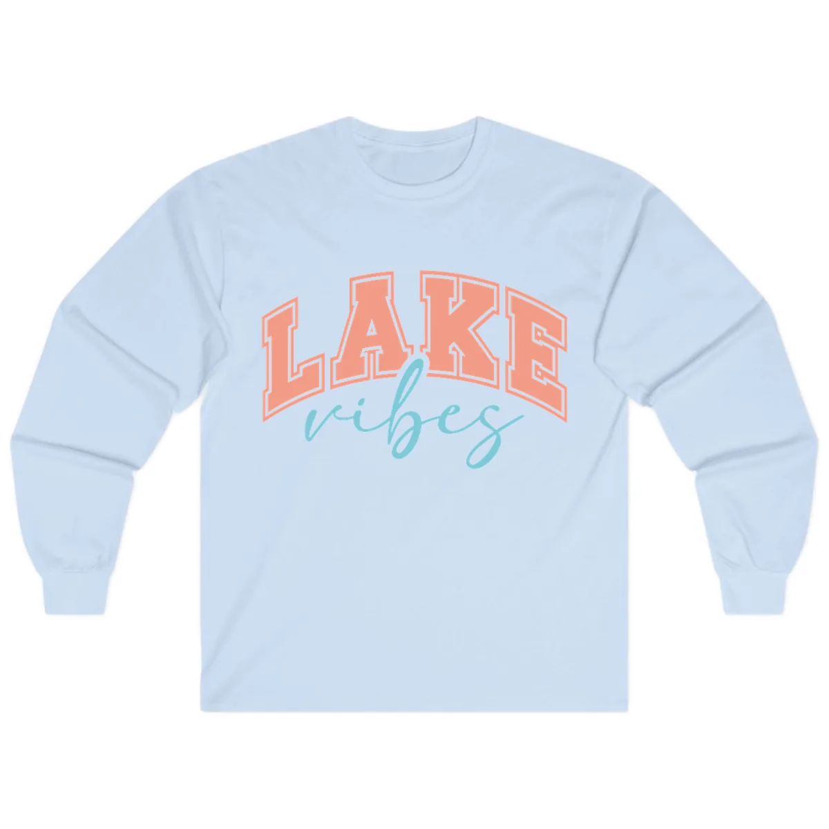 Lake Vibes Arch Design Long Sleeve in Light Blue