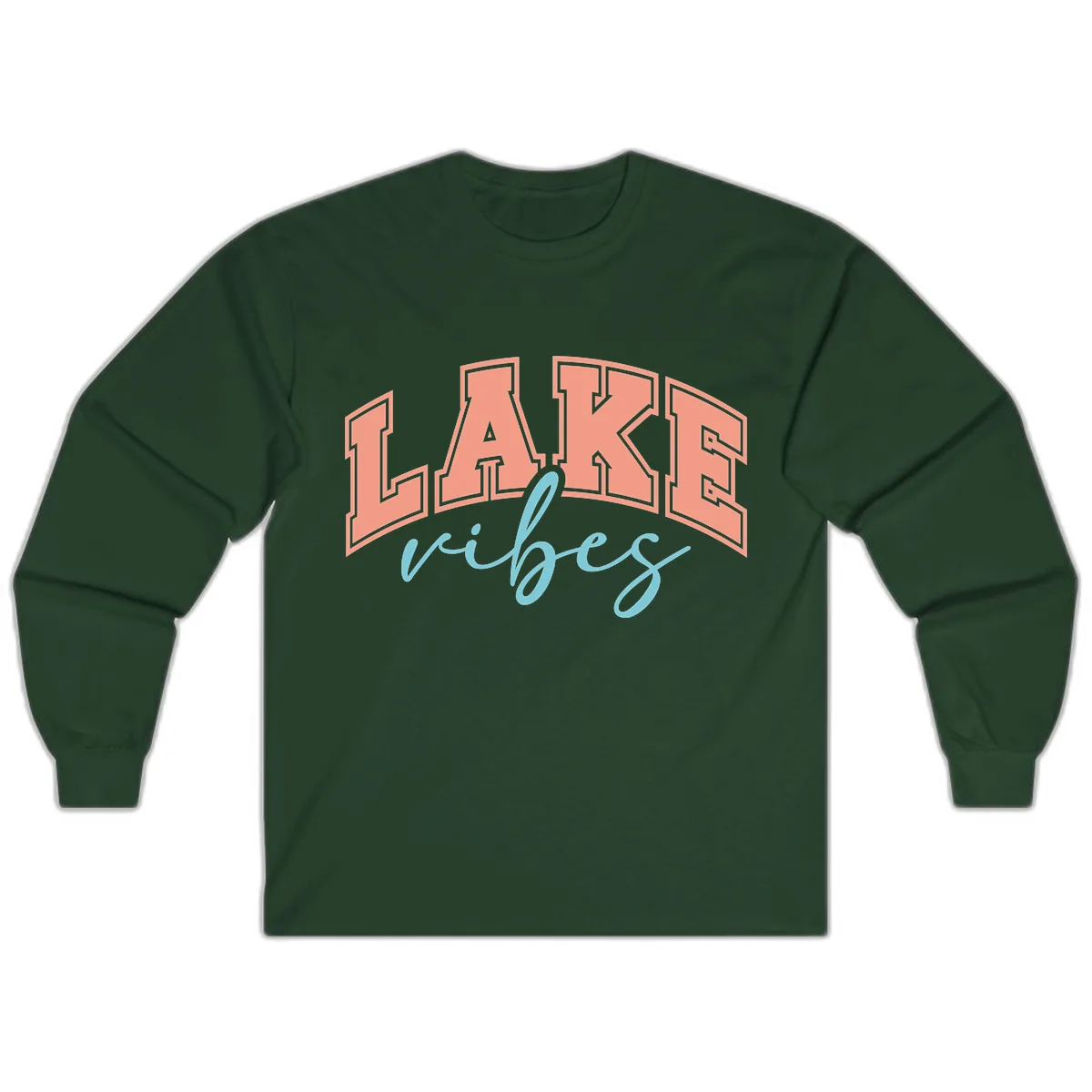 Lake Vibes Arch Design Long Sleeve in Forest Green