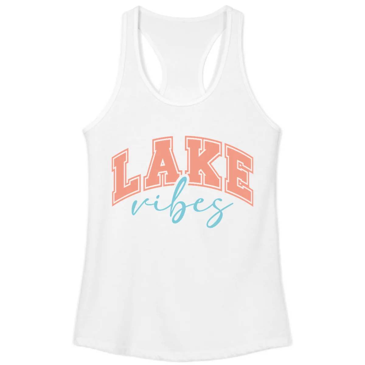 Lake Vibes Arch Design Ladies Tank in White