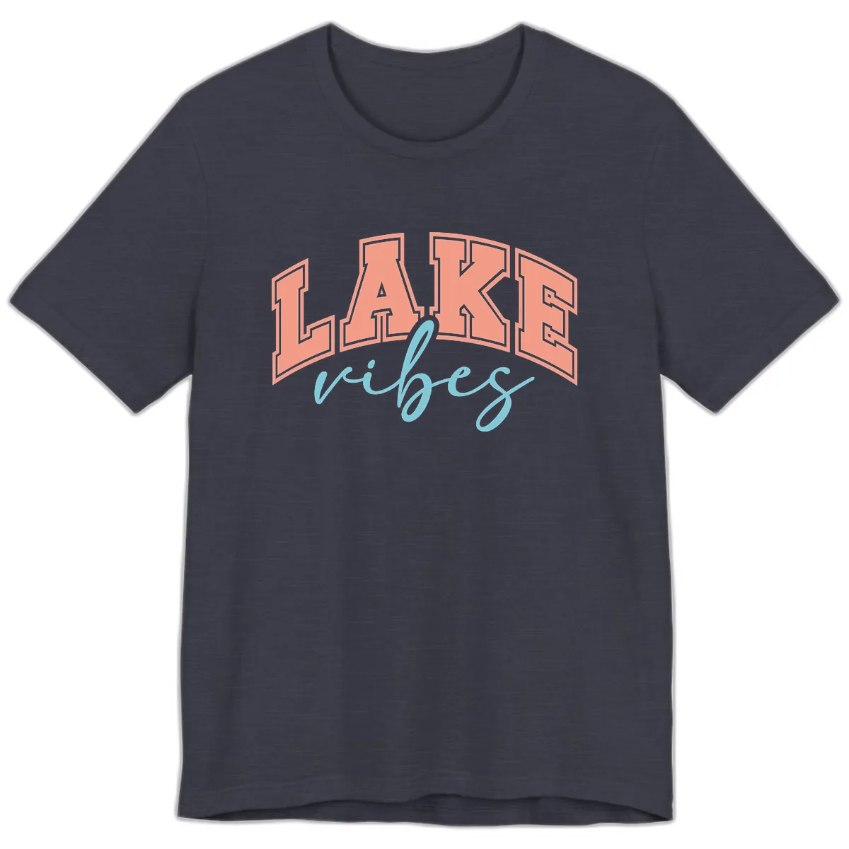 Lake Vibes Arch Design Premium T-Shirt in Heather Midnight Navy