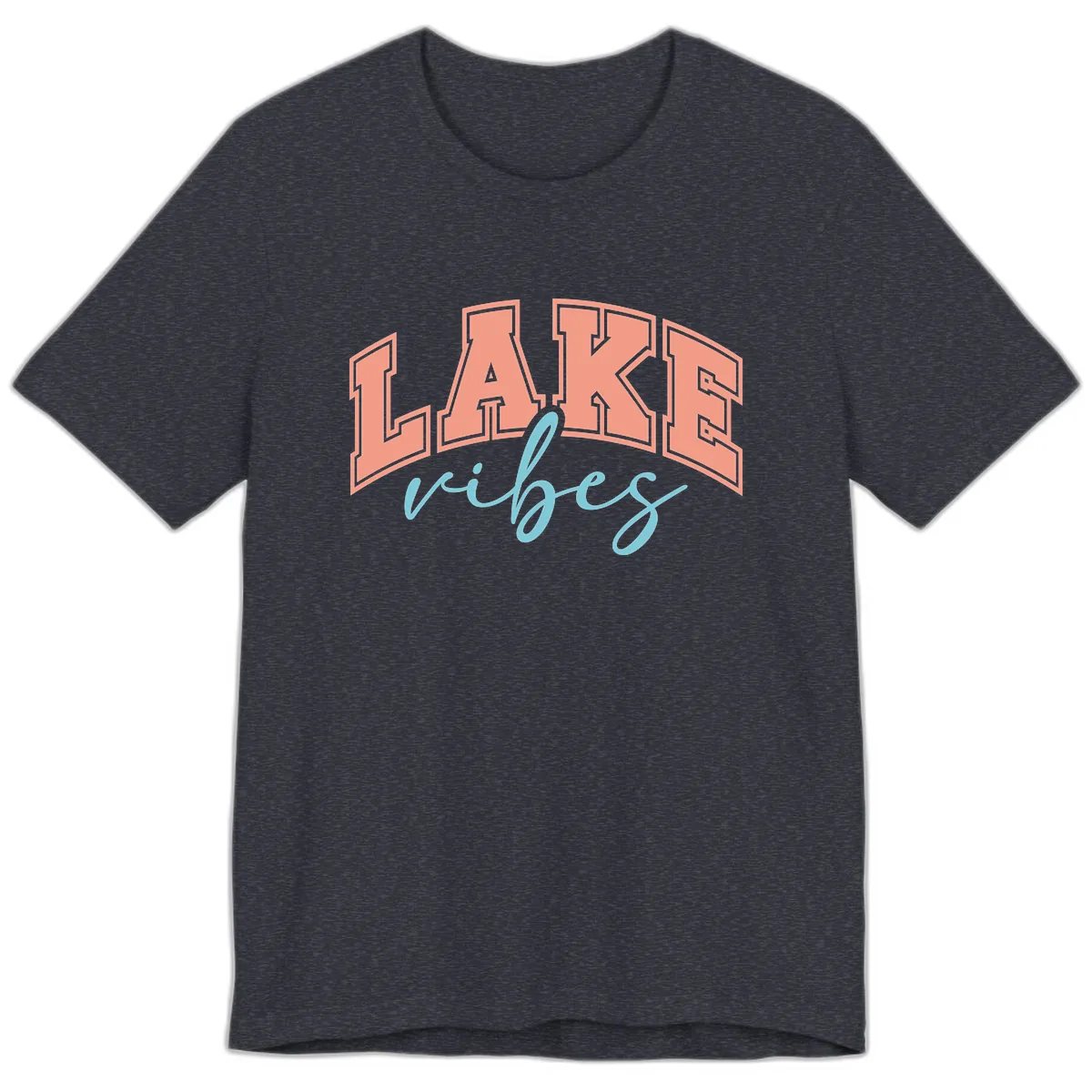Lake Vibes Arch Design Premium T-Shirt in Heather Navy