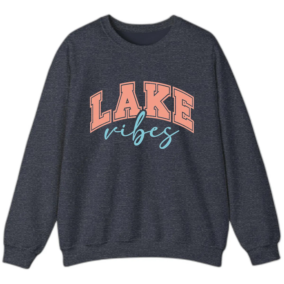 Lake Vibes Arch Design Sweatshirt in Heather Sport Dark Navy