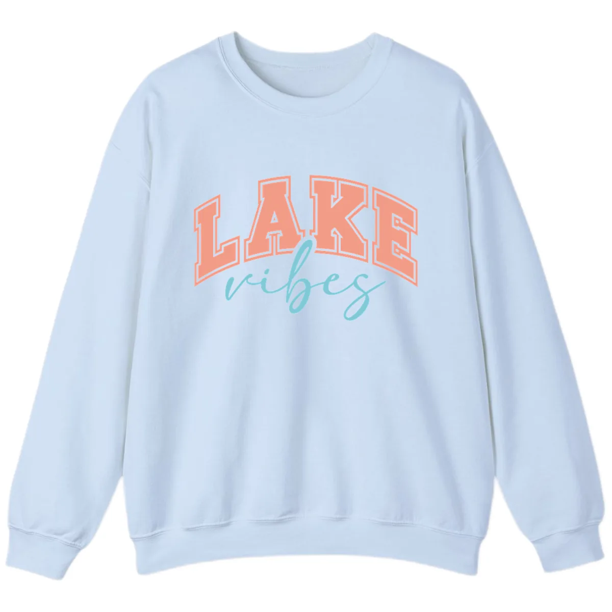 Lake Vibes Arch Design Sweatshirt in Light Blue