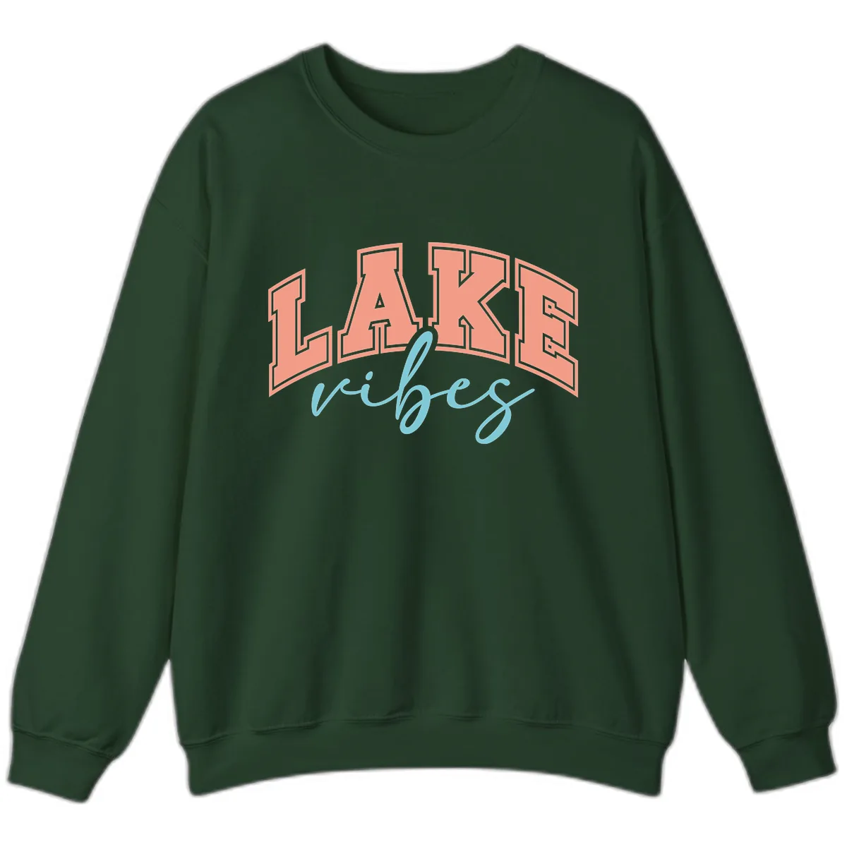 Lake Vibes Arch Design Sweatshirt in Forest Green