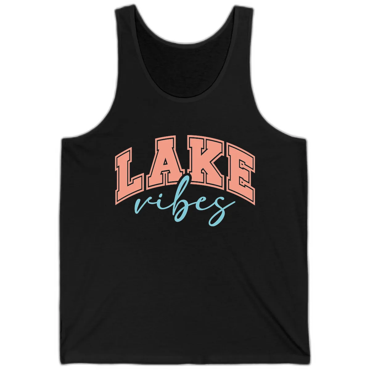 Lake Vibes Arch Design Tank in Black