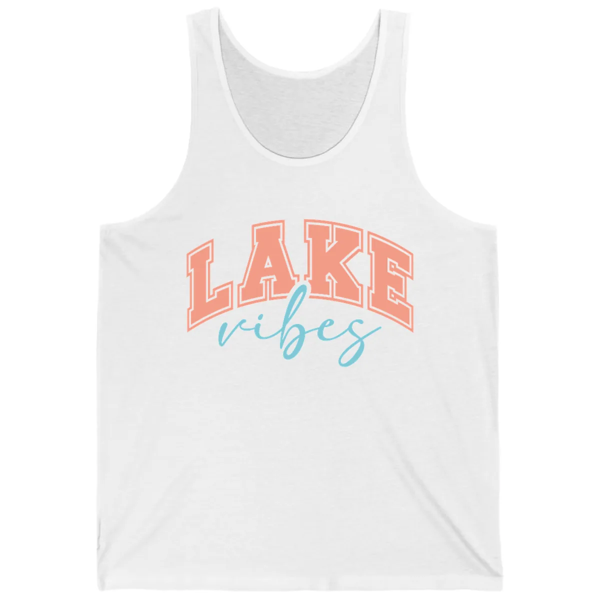 Lake Vibes Arch Design Tank in White