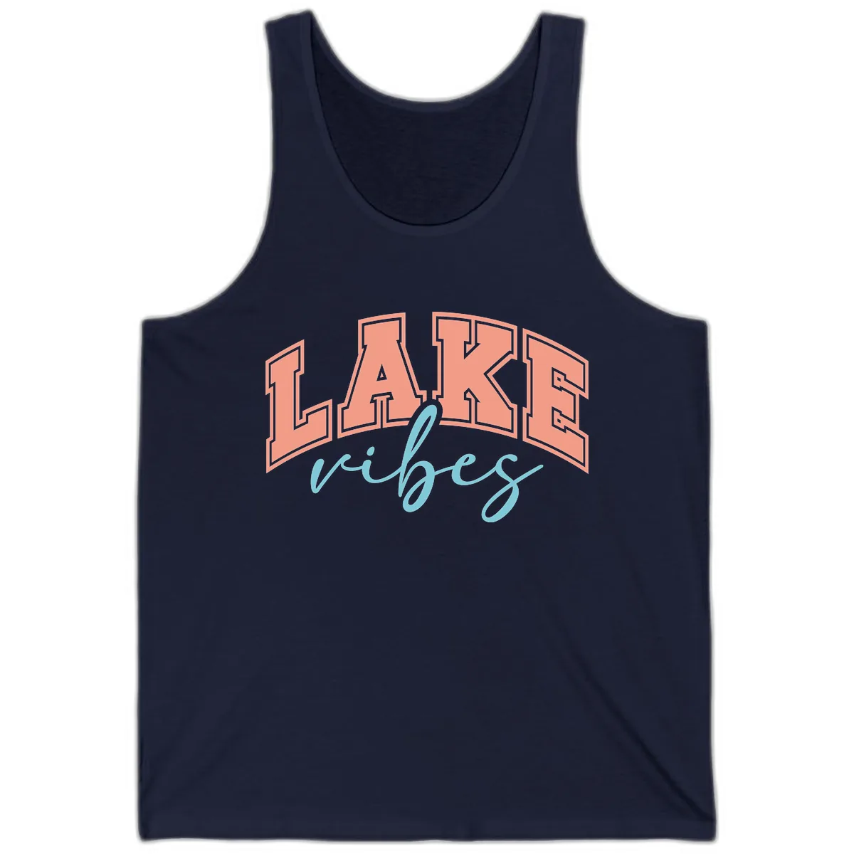Lake Vibes Arch Design Tank in Navy