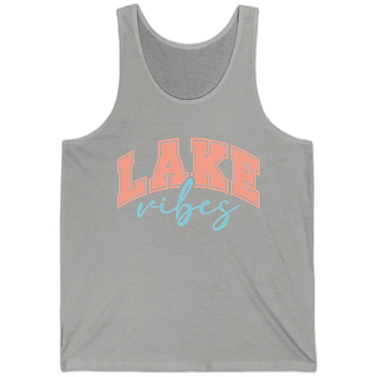 Lake Vibes Arch Design Tank in Athletic Heather