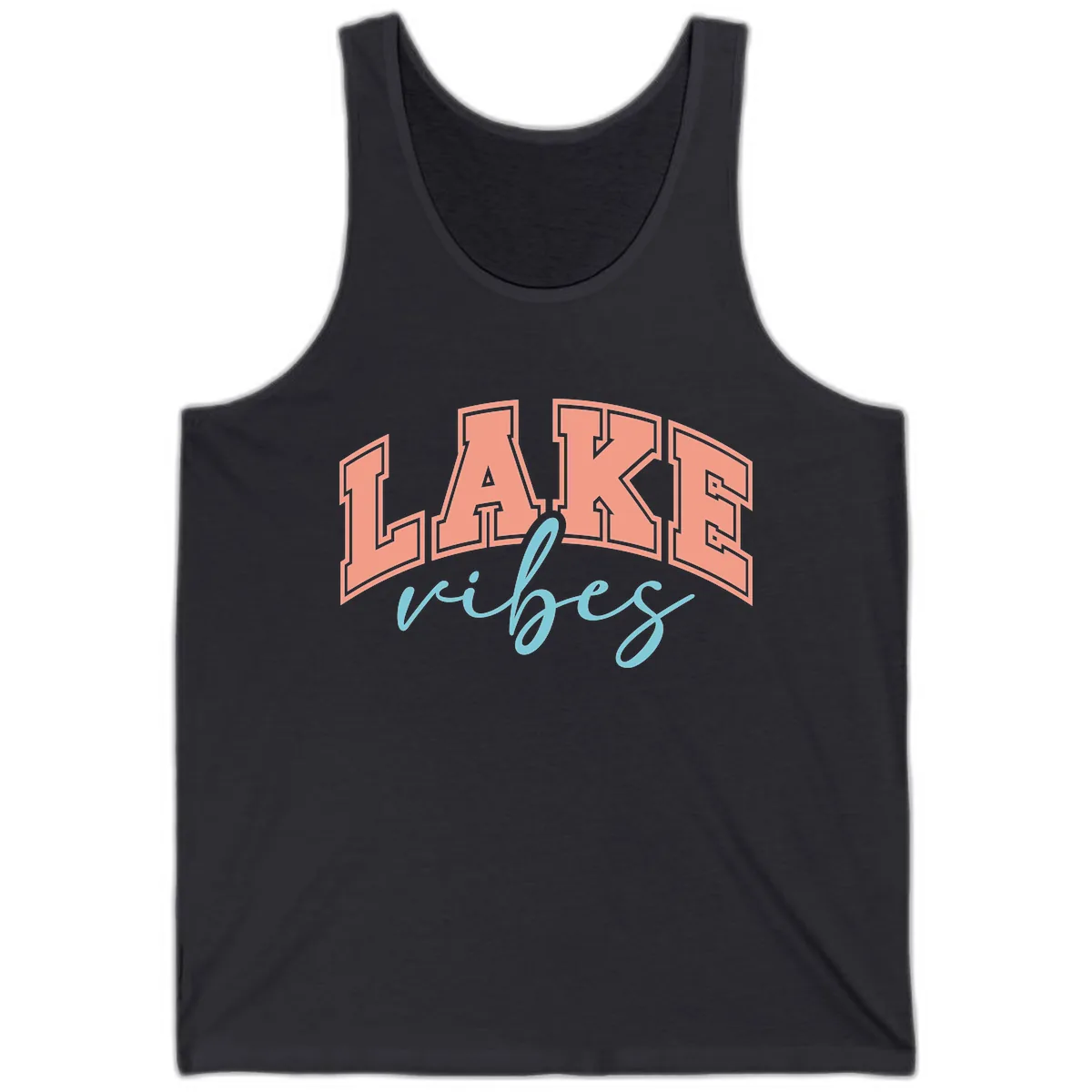 Lake Vibes Arch Design Tank in Dark Grey