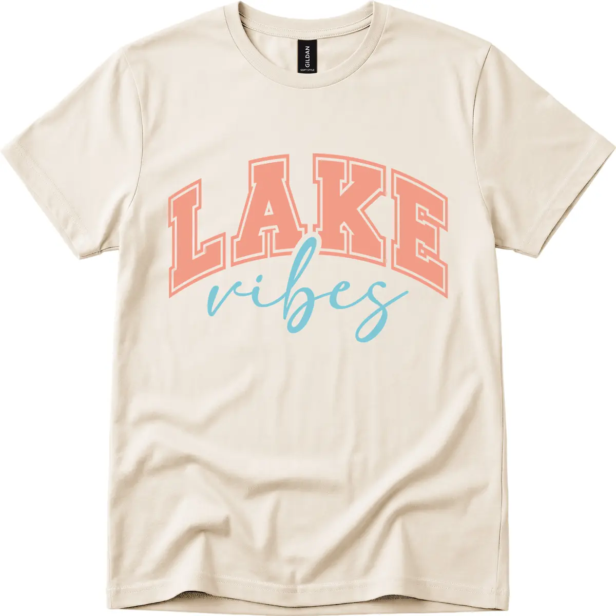 Lake Vibes Arch Design T-Shirt in Natural