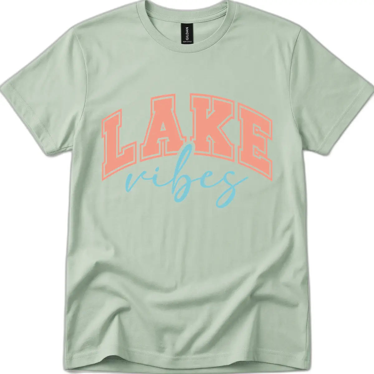 Lake Vibes Arch Design T-Shirt in Sage