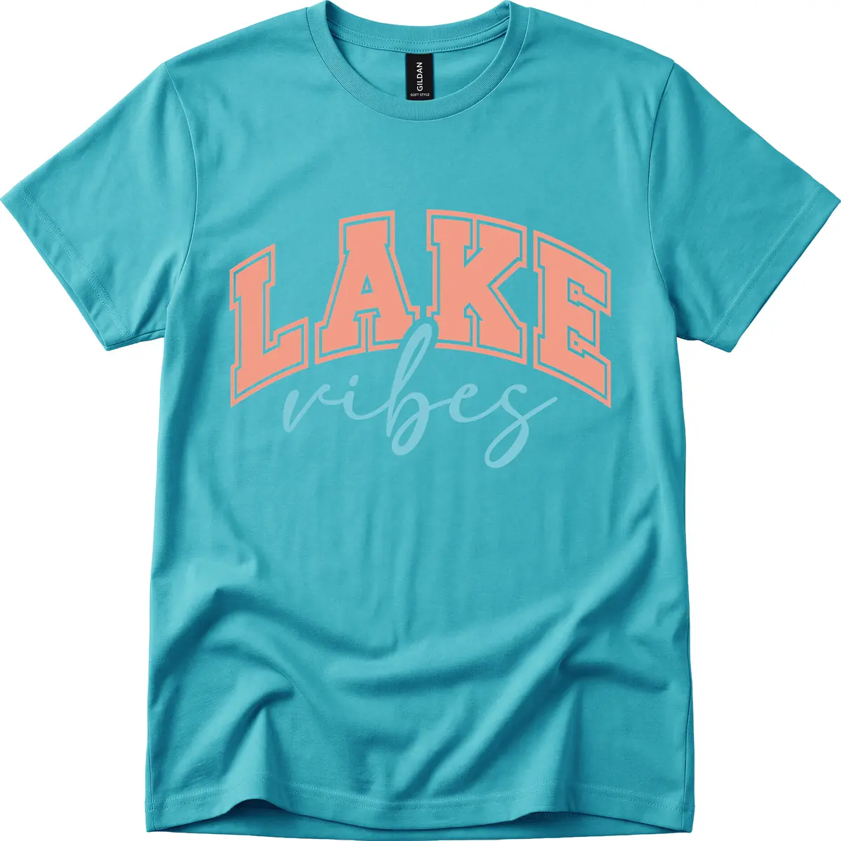 Lake Vibes Arch Design T-Shirt in Tropical Blue
