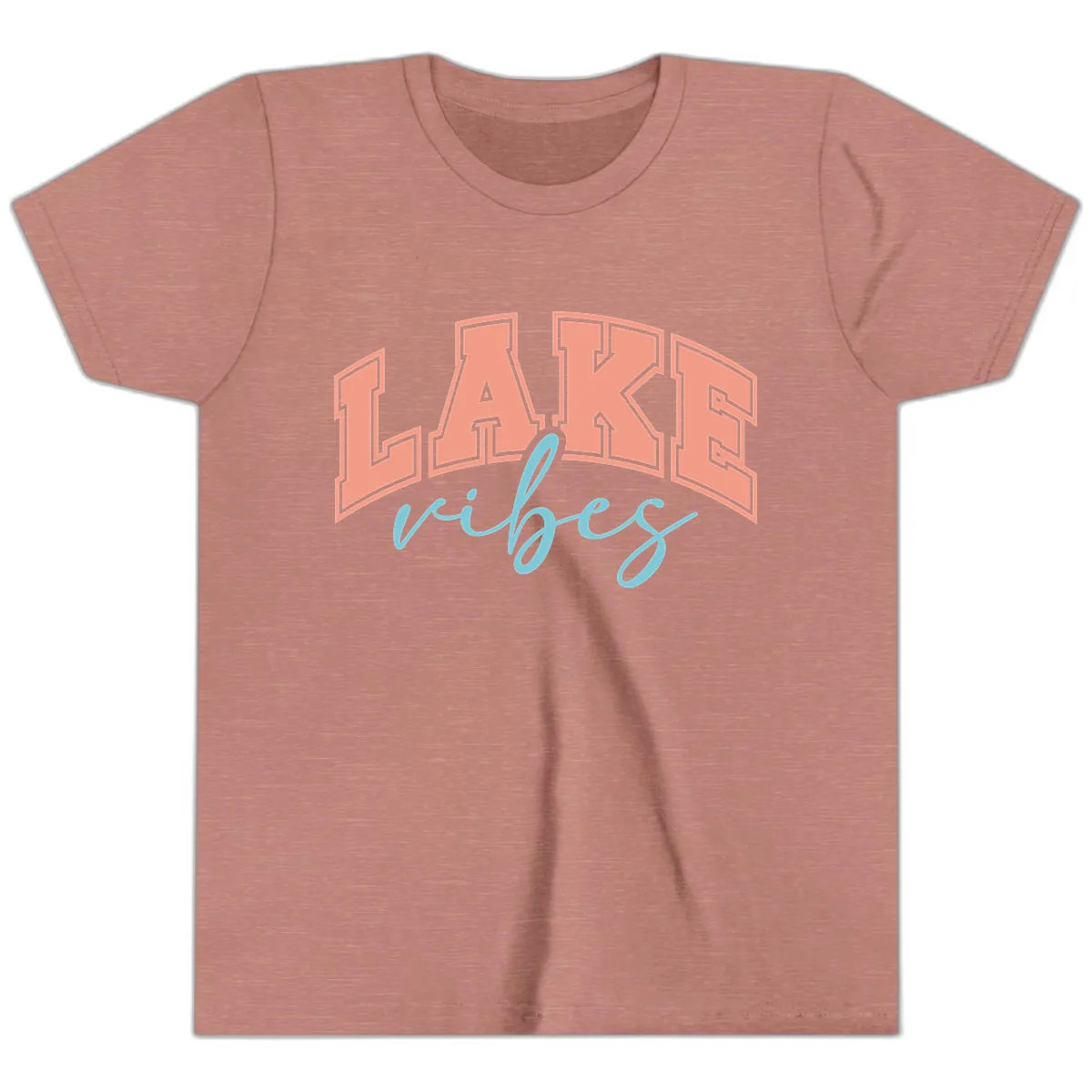 Lake Vibes Arch Design Youth T-Shirt in Heather Mauve