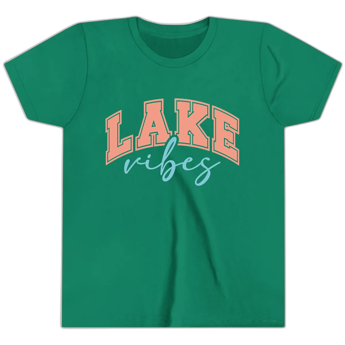 Lake Vibes Arch Design Youth T-Shirt in Kelly