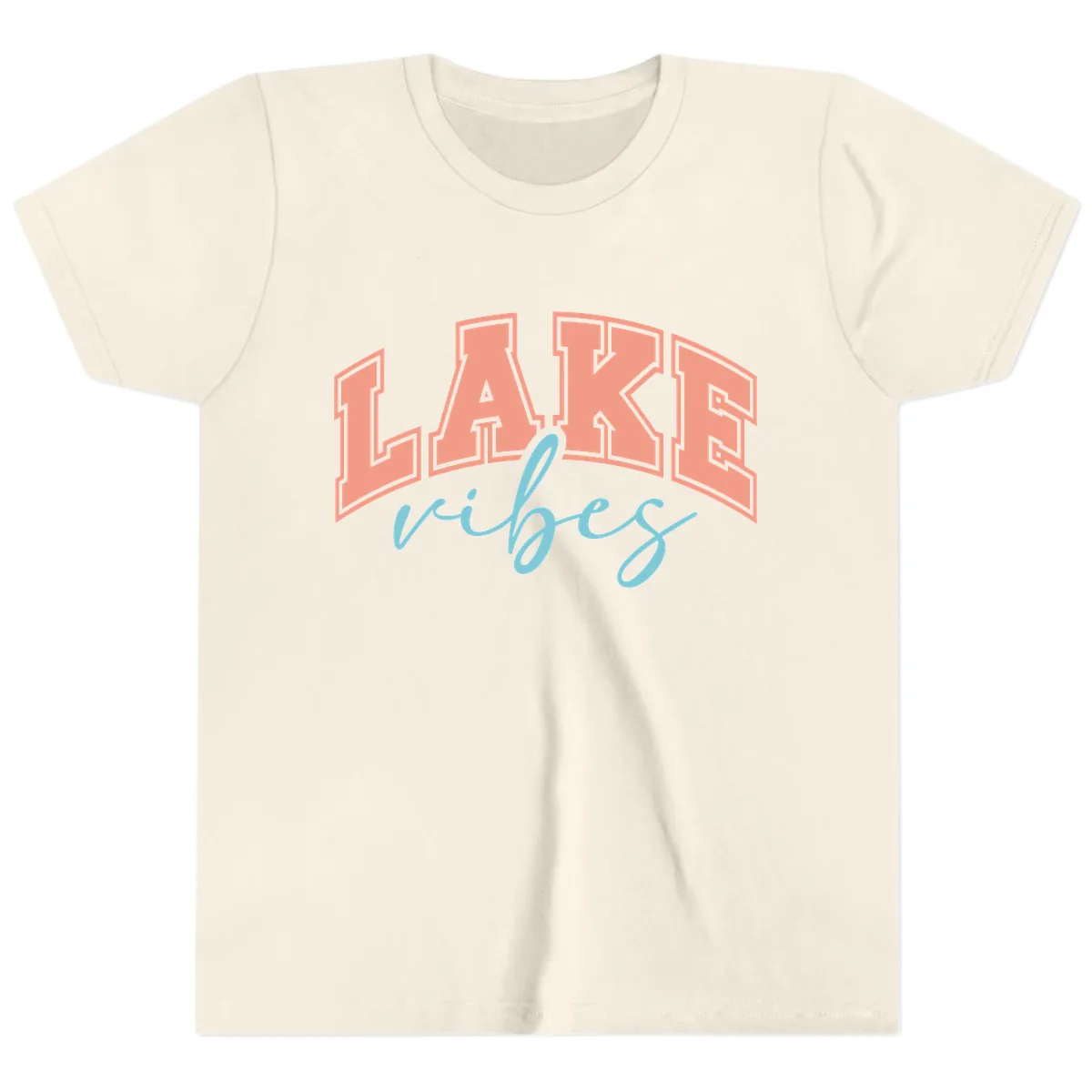 Lake Vibes Arch Design Youth T-Shirt in Natural
