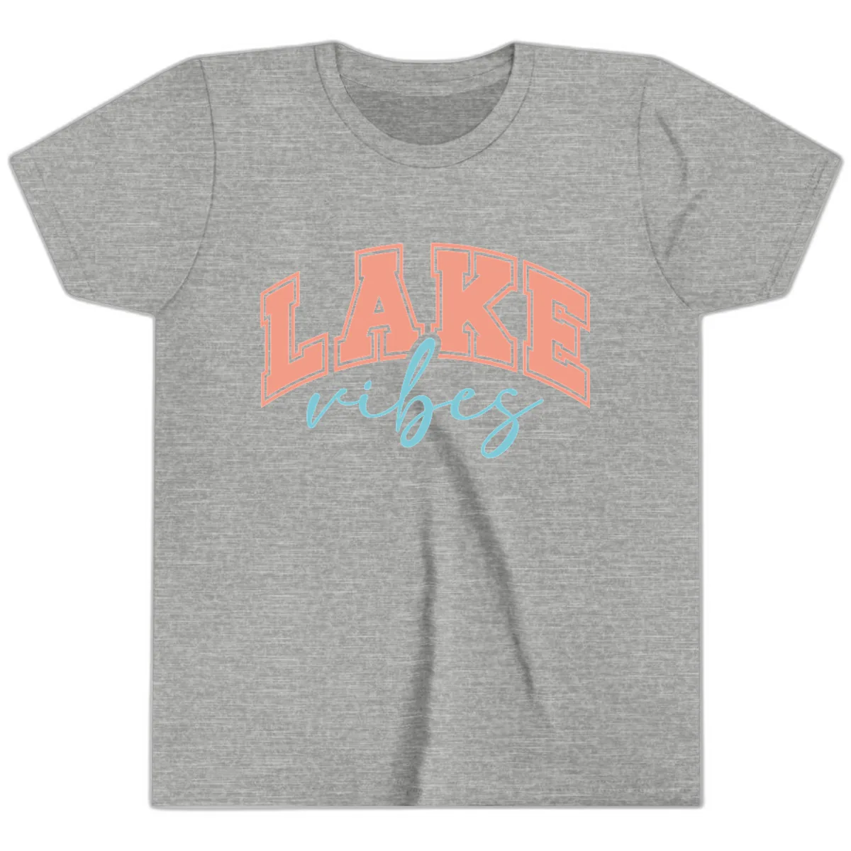Lake Vibes Arch Design Youth T-Shirt in Athletic Heather