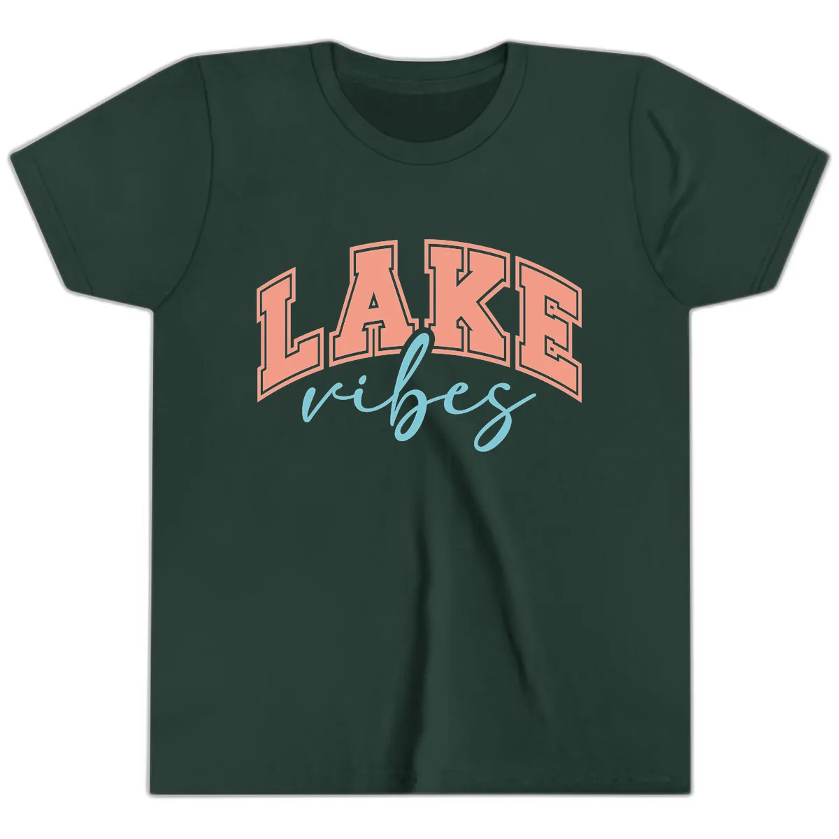 Lake Vibes Arch Design Youth T-Shirt in Forest