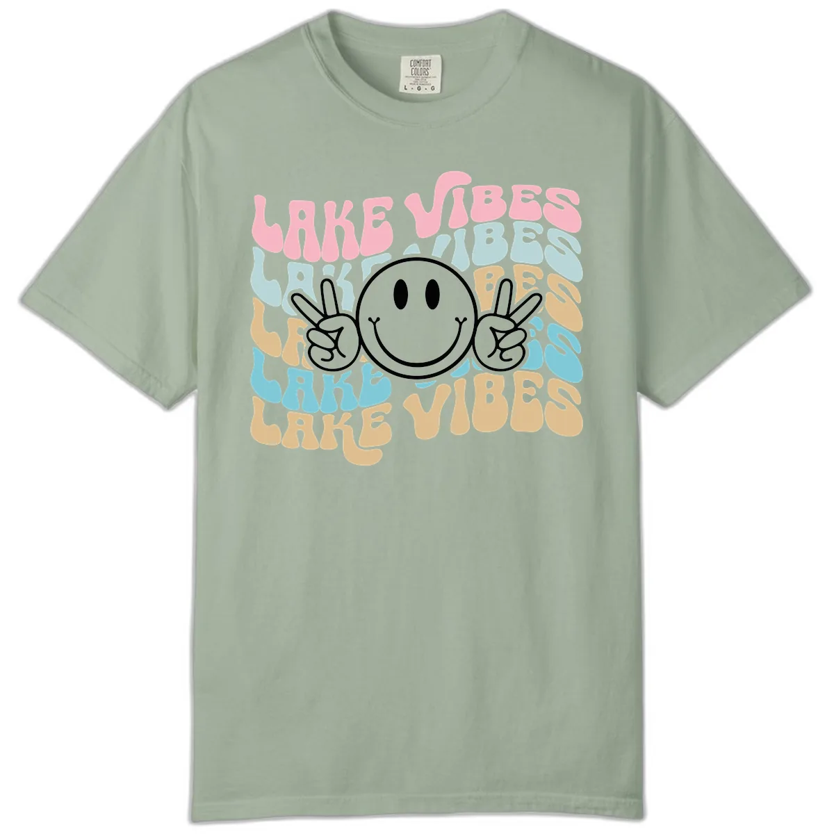 Lake Vibes Retro Smiley Face Comfort Color in Bay
