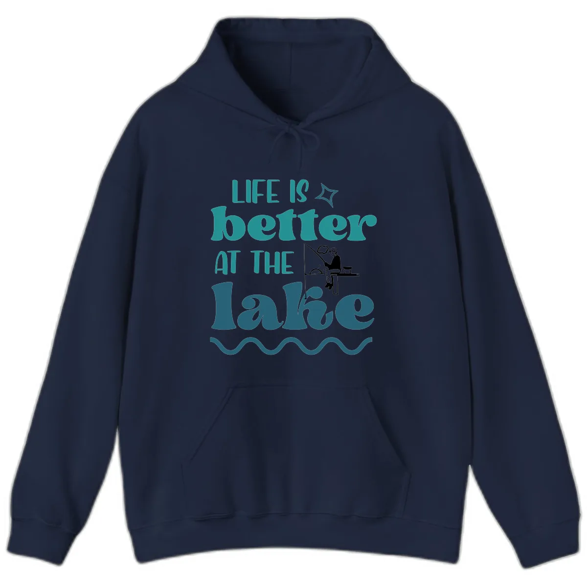 Life Is Better At The Lake Design Hoodie in Navy