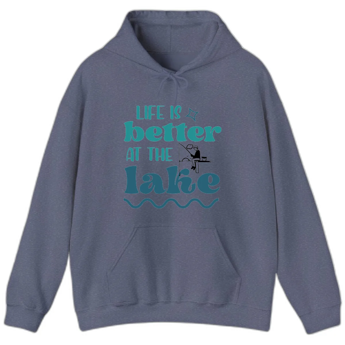 Life Is Better At The Lake Design Hoodie in Heather Navy