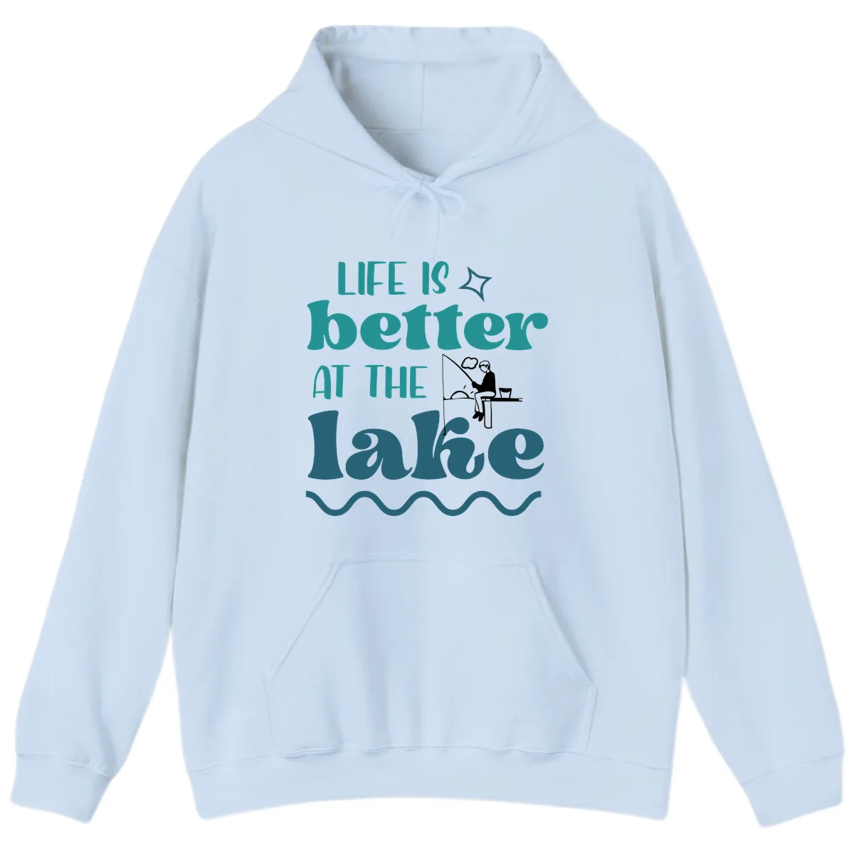 Life Is Better At The Lake Design Hoodie in Light Blue