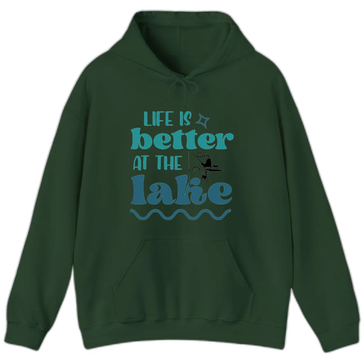 Life Is Better At The Lake Design Hoodie in Forest Green