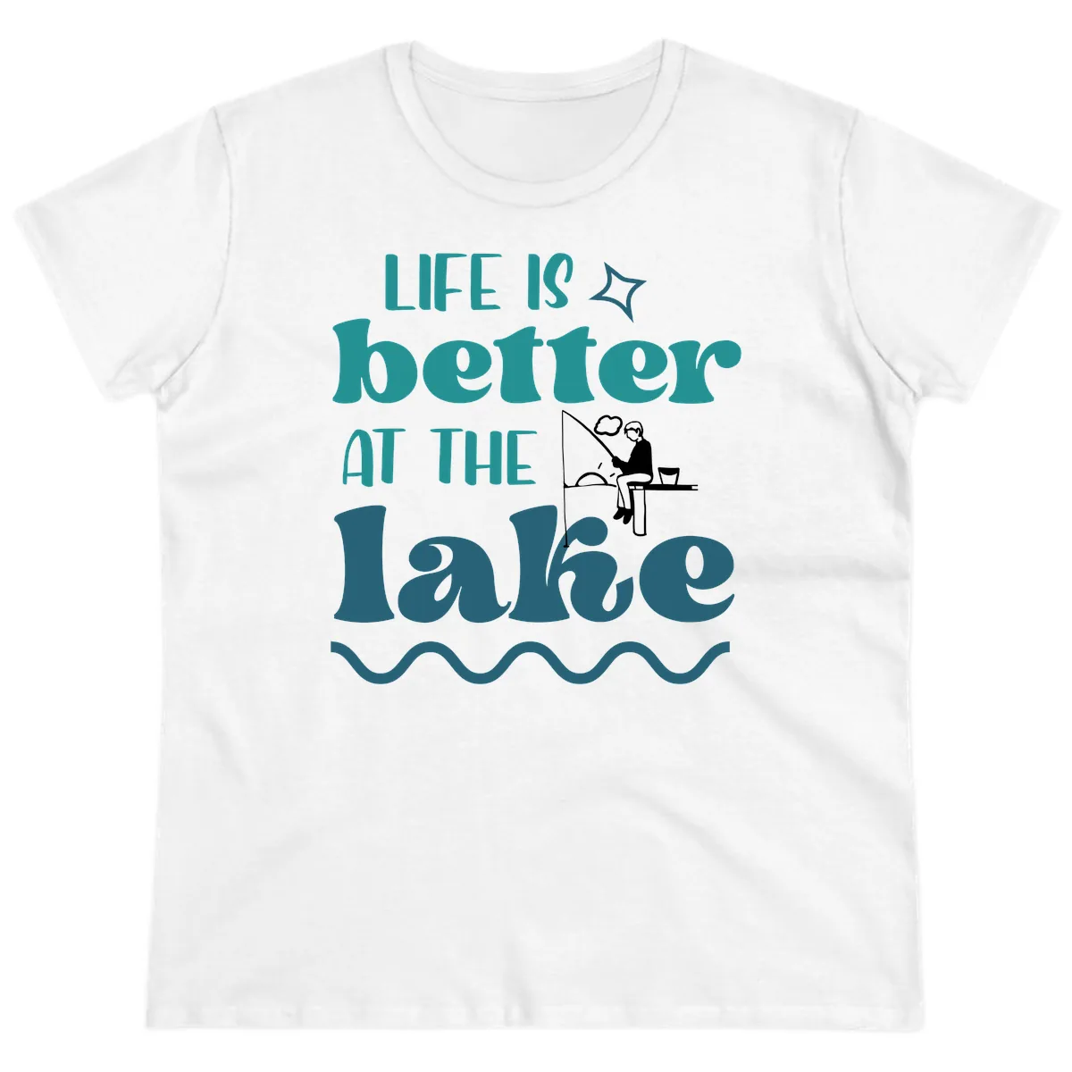 Life Is Better At The Lake Design Ladies Tee in White