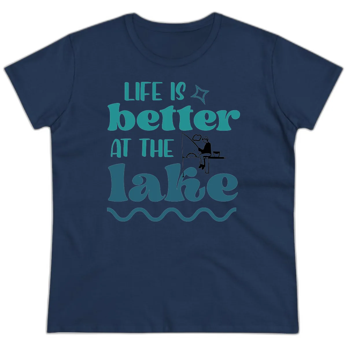 Life Is Better At The Lake Design Ladies Tee in Navy
