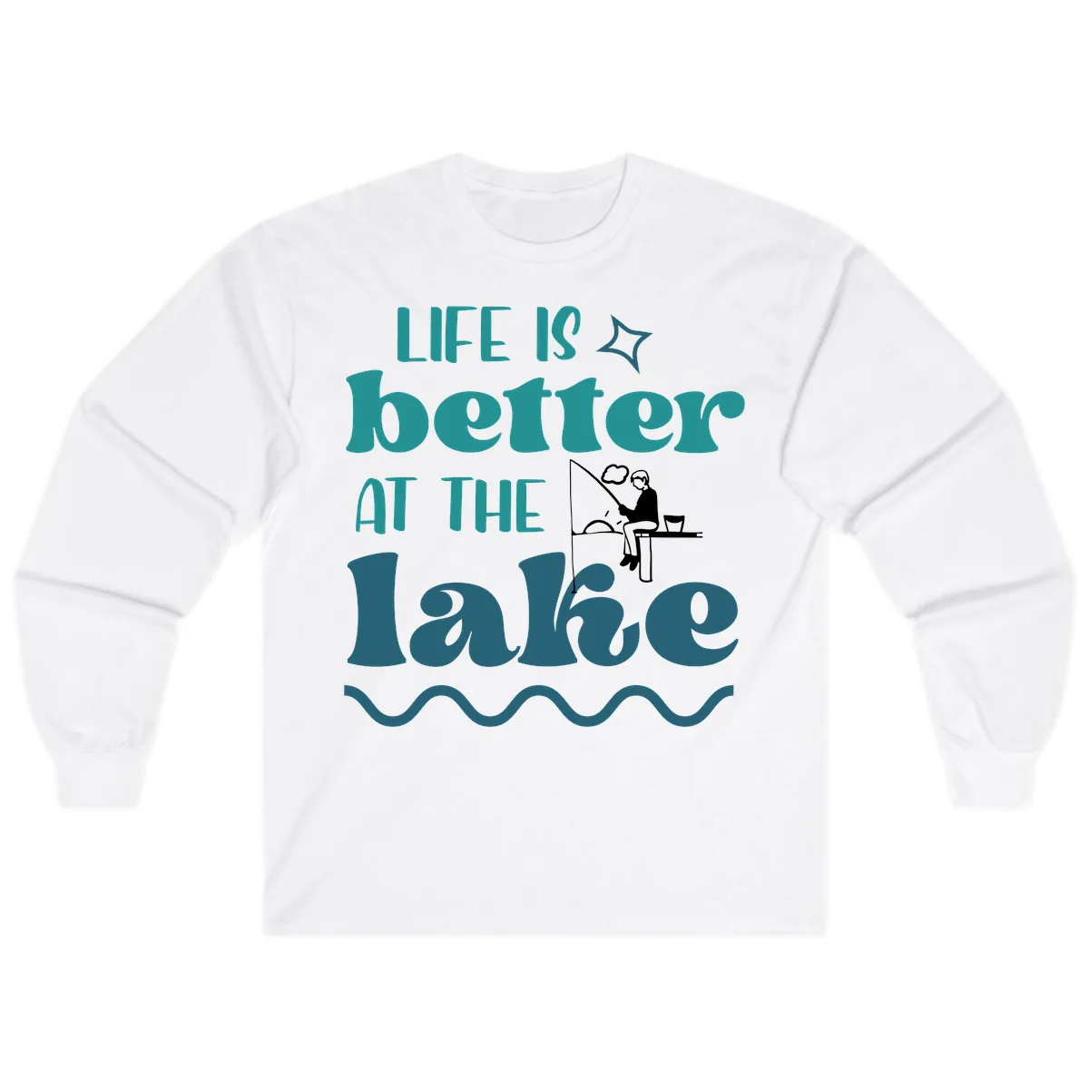 Life Is Better At The Lake Design Long Sleeve in White