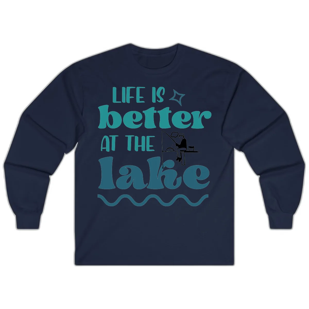 Life Is Better At The Lake Design Long Sleeve in Navy