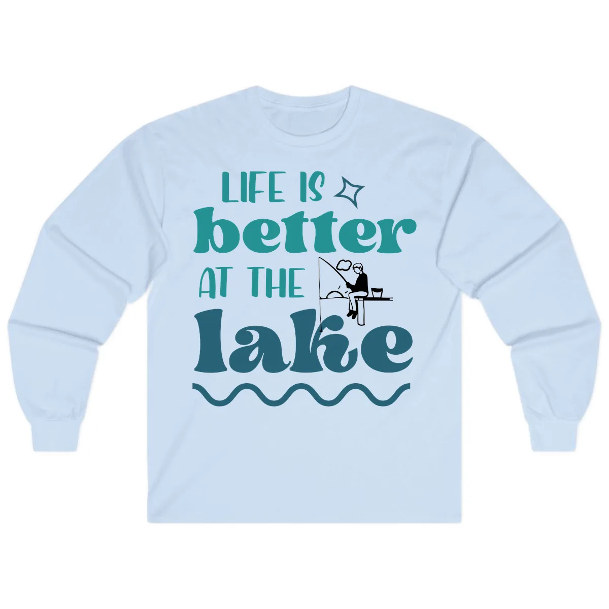 Life Is Better At The Lake Design Long Sleeve in Light Blue