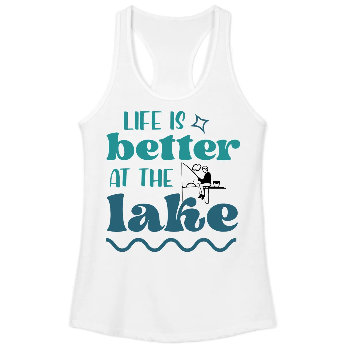 Life Is Better At The Lake Design Ladies Tank in White