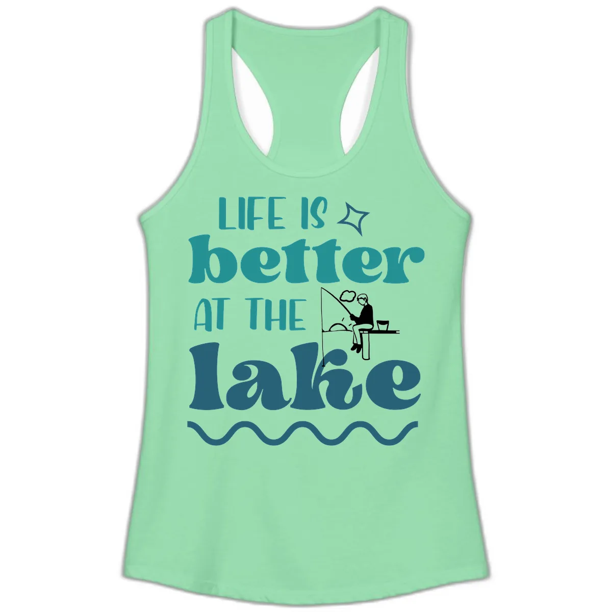 Life Is Better At The Lake Design Ladies Tank in Solid Mint