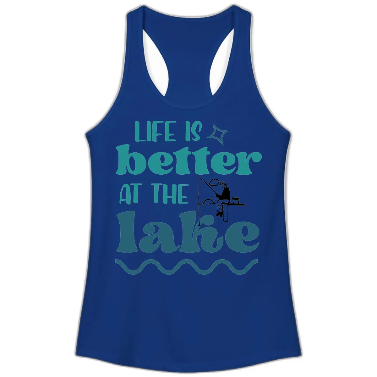 Life Is Better At The Lake Design Ladies Tank in Solid Royal