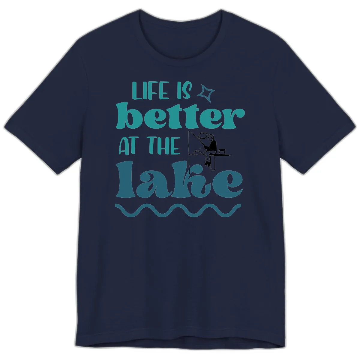 Life Is Better At The Lake Design Premium T-Shirt in Navy