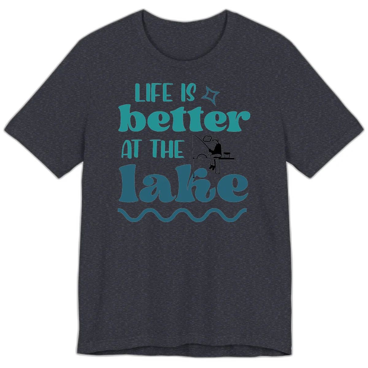 Life Is Better At The Lake Design Premium T-Shirt in Heather Navy