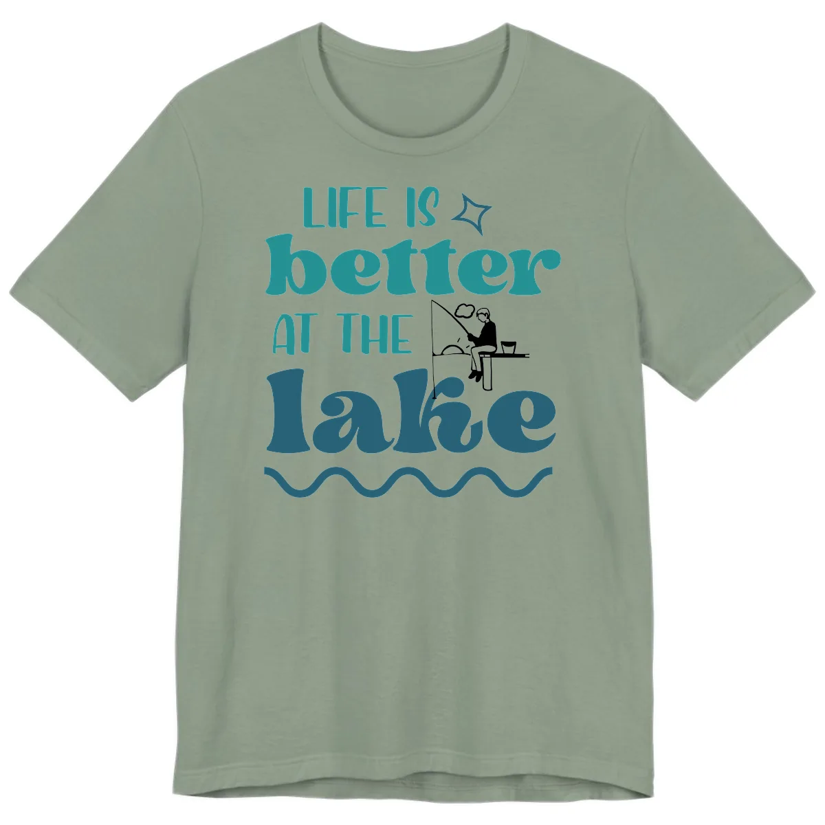 Life Is Better At The Lake Design Premium T-Shirt in Sage