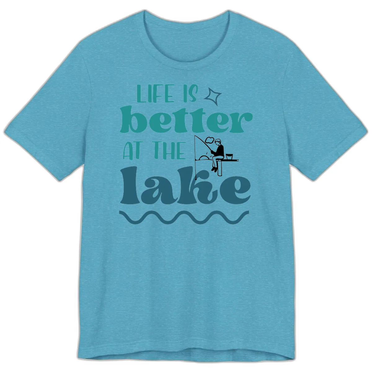 Life Is Better At The Lake Design Premium T-Shirt in Heather Aqua