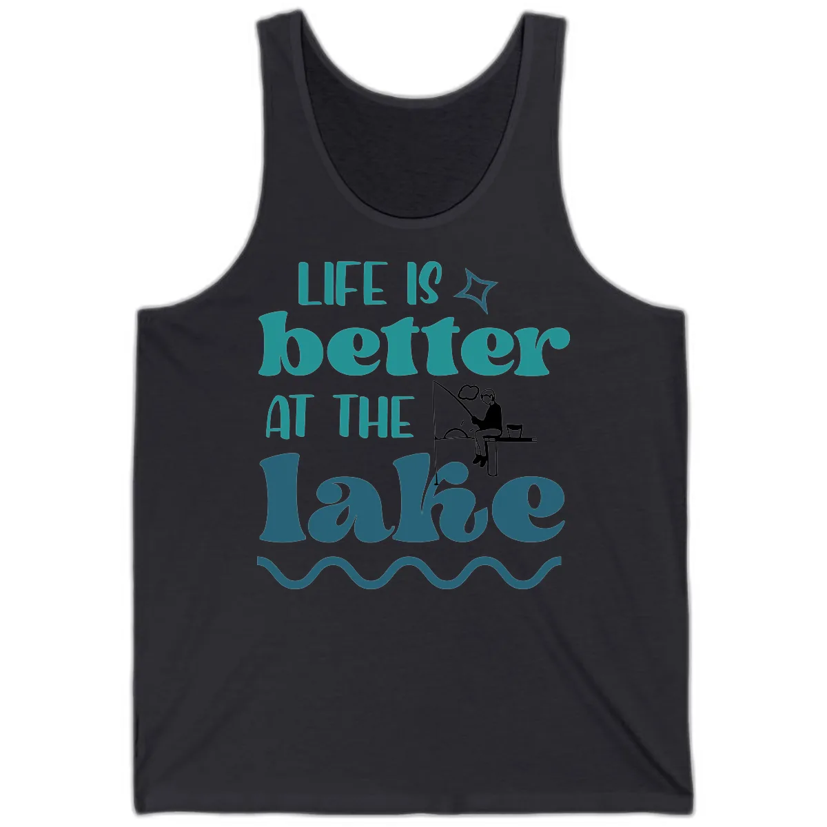Life Is Better At The Lake Design Tank in Dark Grey