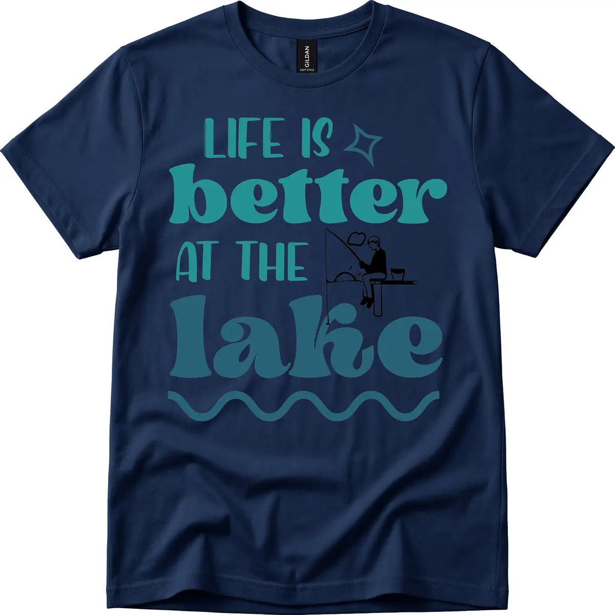 Life Is Better At The Lake Design T-Shirt in Navy