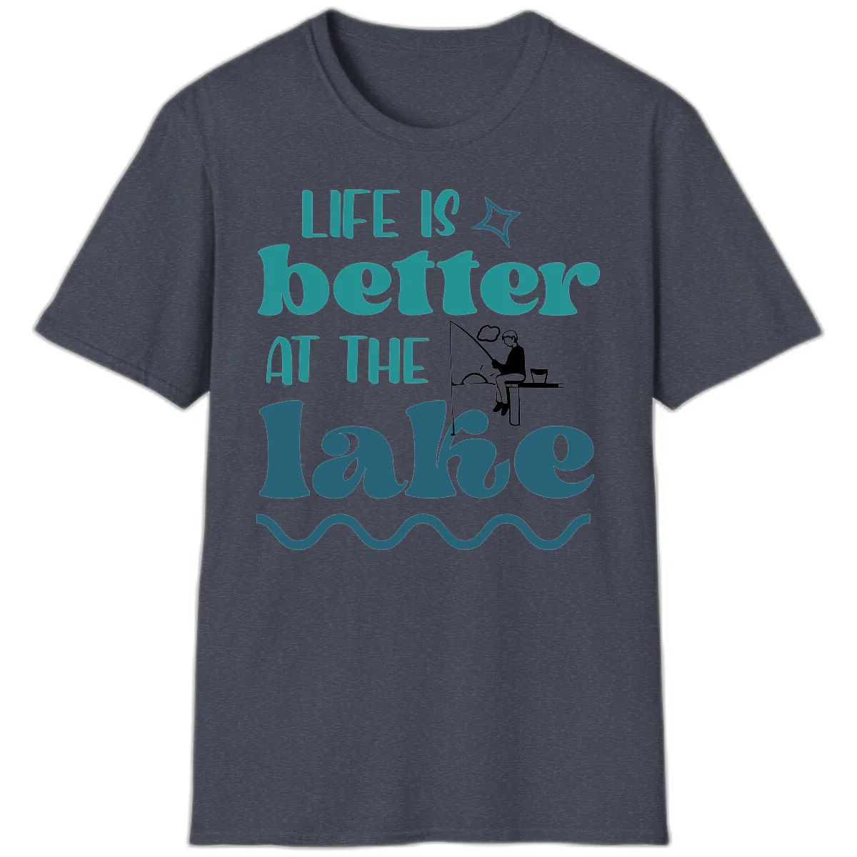 Life Is Better At The Lake Design T-Shirt in Heather Navy