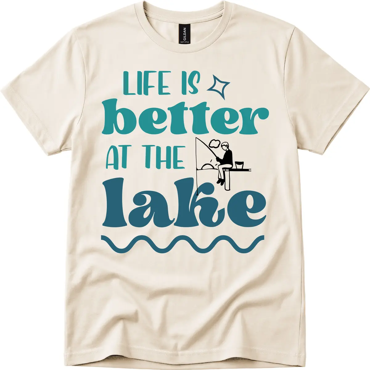 Life Is Better At The Lake Design T-Shirt in Natural