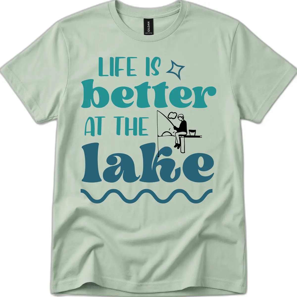 Life Is Better At The Lake Design T-Shirt in Sage